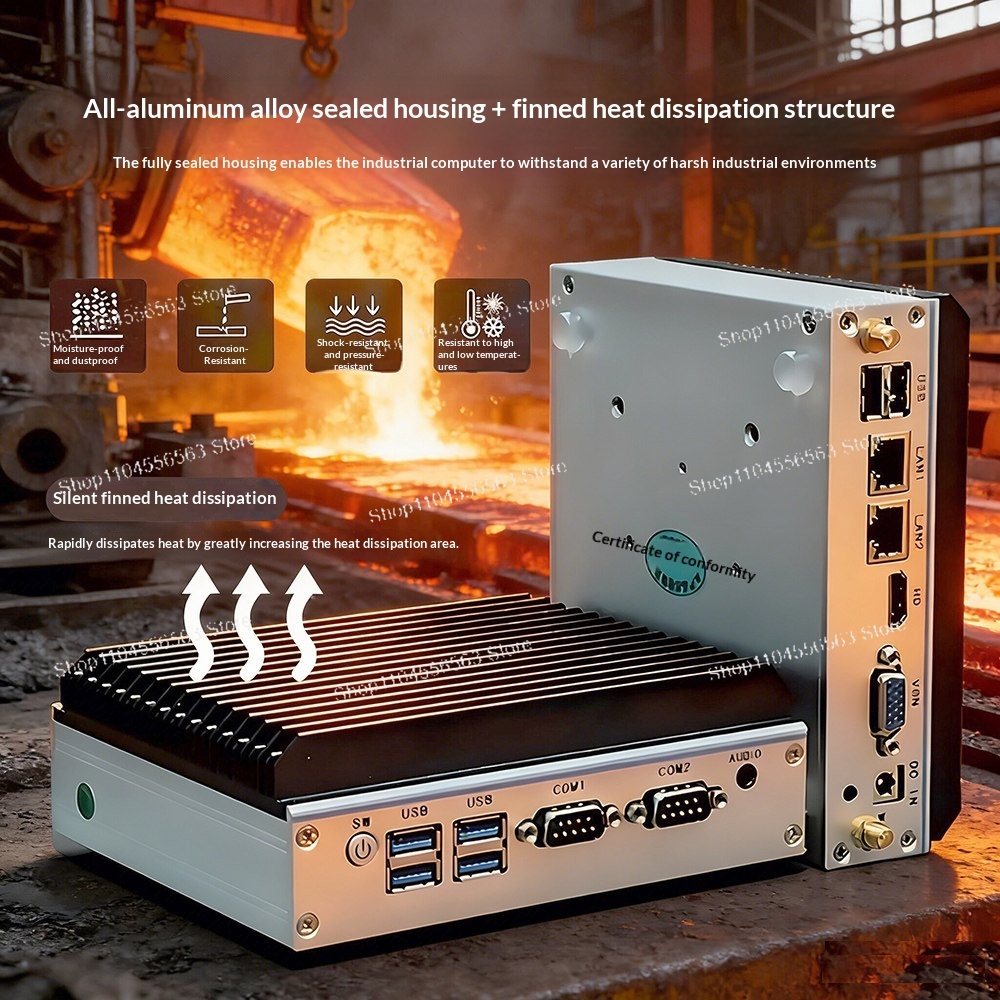 كمبيوتر صناعي صغير N100 رباعي  - مراجعة Fanless Industrial Pc Rs485 Core I7 وسعره